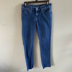PRANA Mid Rise Raw Hem Skinny Denim Blue Jeans Size 2 / 26